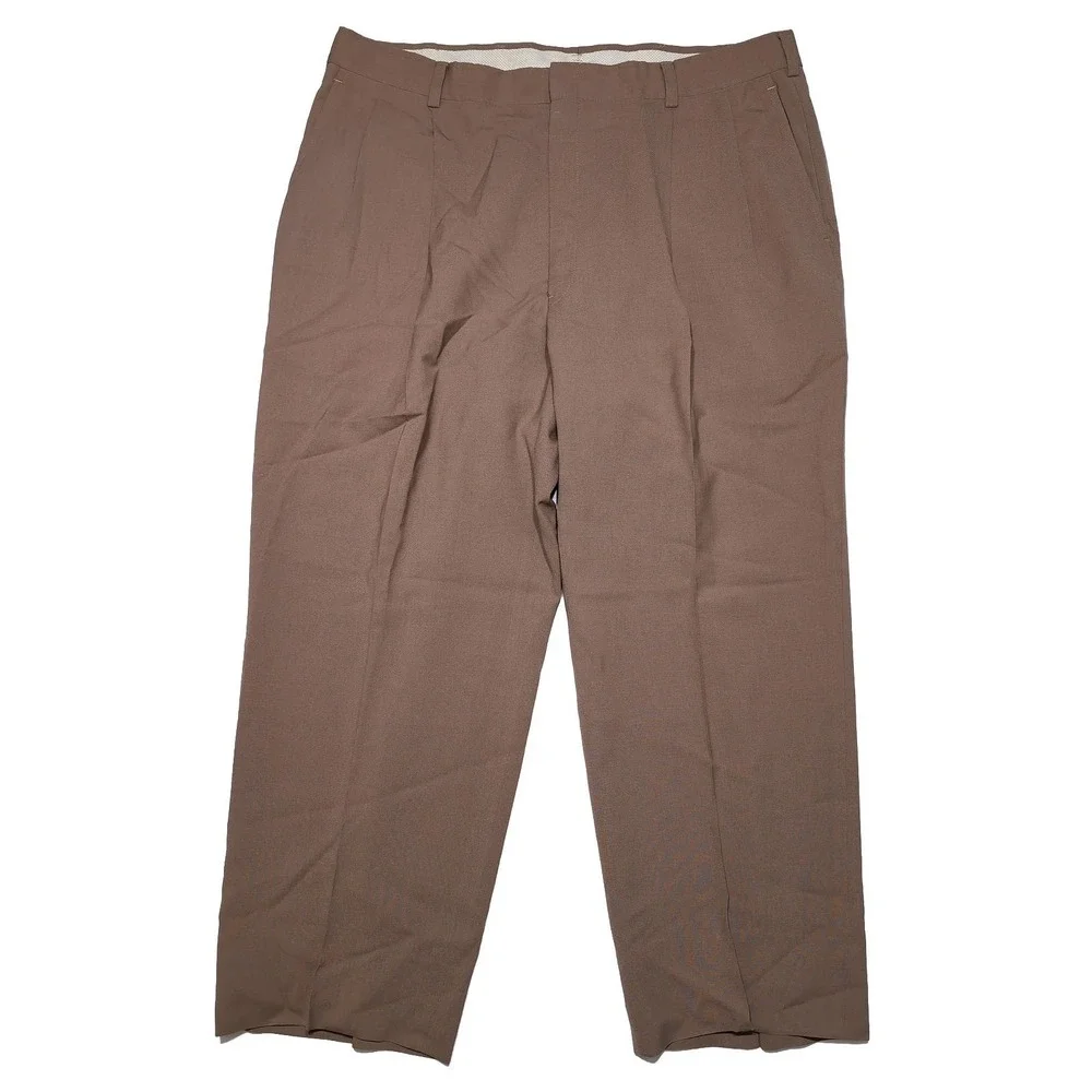 Lot of 2 Vintage HART SCHAFFNER & MARX 100% Wool Dress Pants Brown Gray 38 x 27